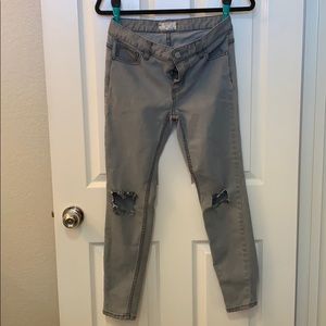 FREE PEOPLE Gray Destroyed Jeans
